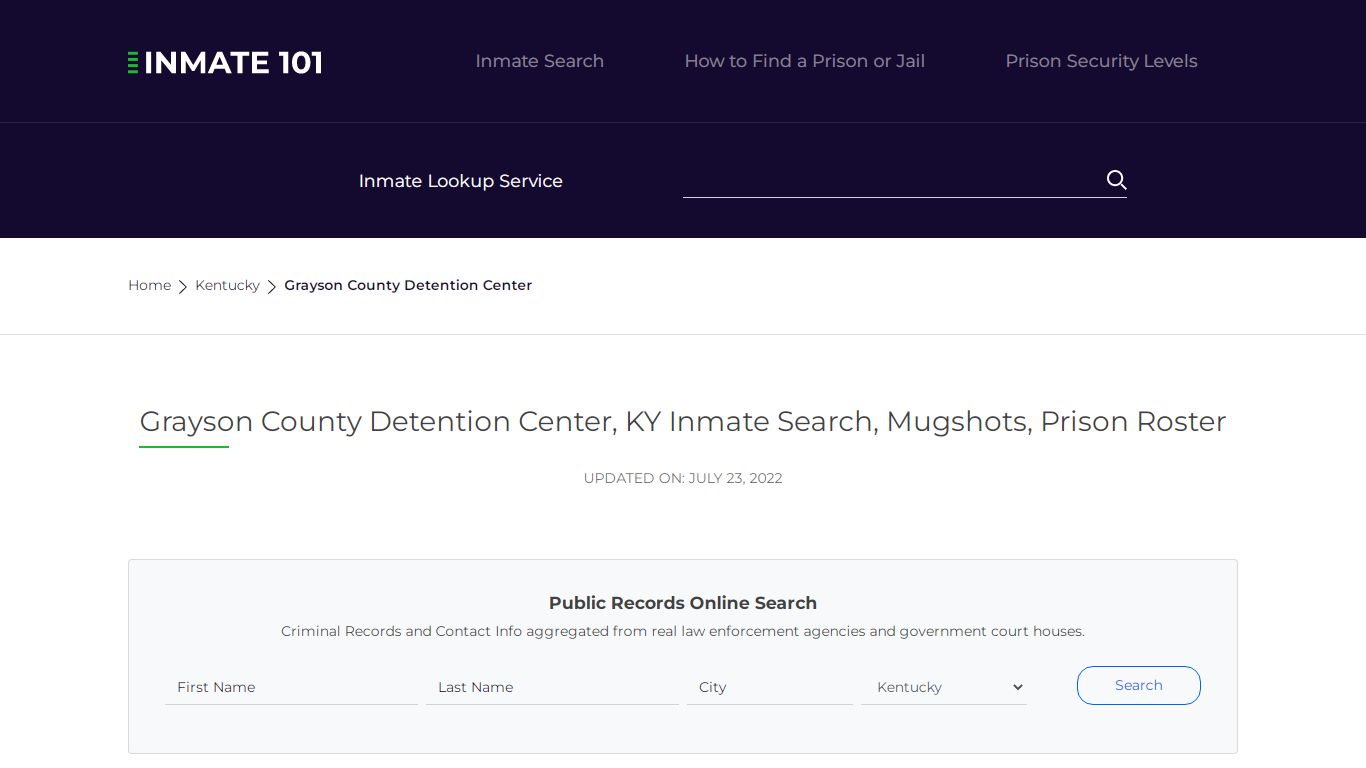 Grayson County Detention Center, KY Inmate Search ...